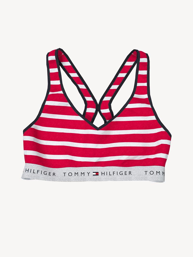 Női Tommy Hilfiger Essential Stripe Melltartók Piros | HU 519FDN